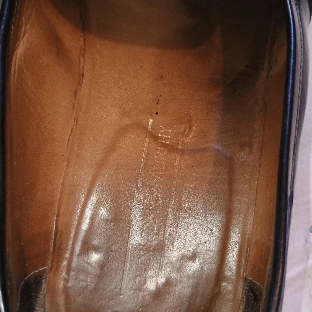 Vintage Johnston & Murphy Black Leather Bit Loafers Men's 9D Slip On w/ Dust Bag